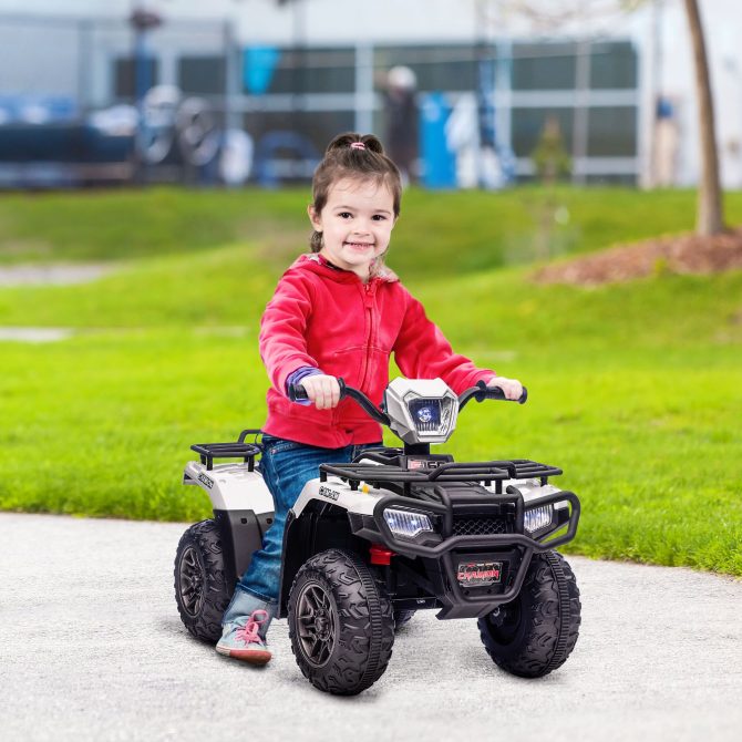 Aosom 12V Ride on ATV for Kids, Kids Electric 4 Wheeler with Headlight, Music, MP3, Treaded Tires, Battery Powered Kids Quad for Toddler, White - Image 12