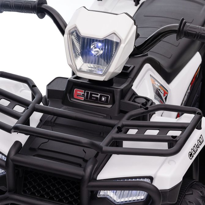 Aosom 12V Ride on ATV for Kids, Kids Electric 4 Wheeler with Headlight, Music, MP3, Treaded Tires, Battery Powered Kids Quad for Toddler, White - Image 5