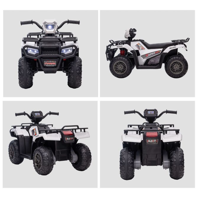 Aosom 12V Ride on ATV for Kids, Kids Electric 4 Wheeler with Headlight, Music, MP3, Treaded Tires, Battery Powered Kids Quad for Toddler, White - Image 6