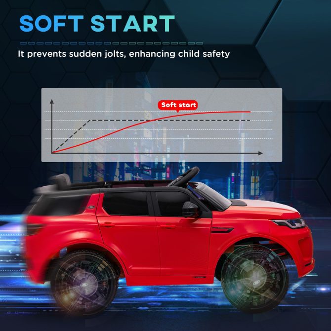 Qaba Land Rover Discovery Sport Licensed 12V Kids Ride on Car, Battery Powered Kids Electric Car with Remote Control, Soft Start, LED Lights, Music Horn, 3 Speeds, Red - Image 3
