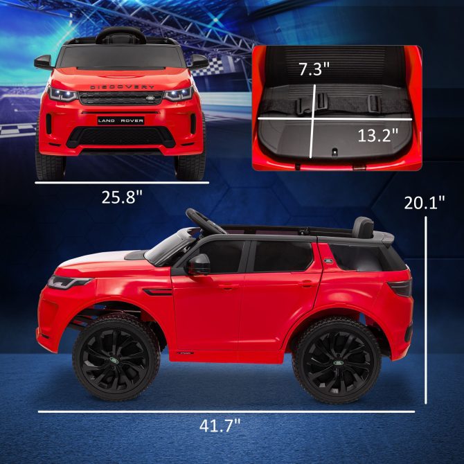 Qaba Land Rover Discovery Sport Licensed 12V Kids Ride on Car, Battery Powered Kids Electric Car with Remote Control, Soft Start, LED Lights, Music Horn, 3 Speeds, Red - Image 7