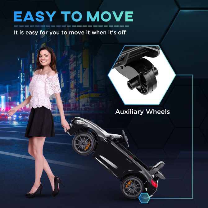 Qaba Mercedes-Benz AMG GTR Licensed 12V Kids Ride on Car, Battery Powered Kids Electric Car with Remote Control, Transport Wheels, Soft Start, Lights, Music, Horn & 3 Speeds for 3-6 Years, Black - Image 4