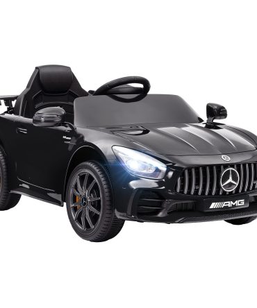 Qaba Mercedes-Benz AMG GTR Licensed 12V Kids Ride on Car, Battery Powered Kids Electric Car with Remote Control, Transport Wheels, Soft Start, Lights, Music, Horn & 3 Speeds for 3-6 Years, Black