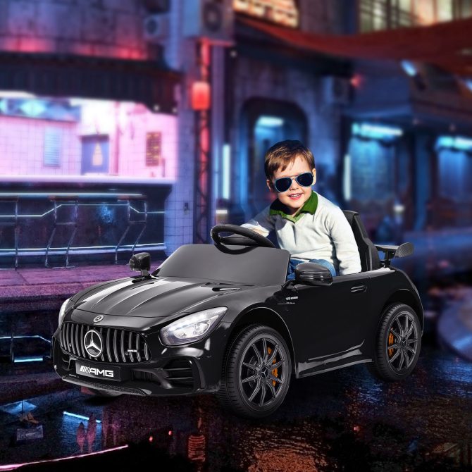 Qaba Mercedes-Benz AMG GTR Licensed 12V Kids Ride on Car, Battery Powered Kids Electric Car with Remote Control, Transport Wheels, Soft Start, Lights, Music, Horn & 3 Speeds for 3-6 Years, Black - Image 9