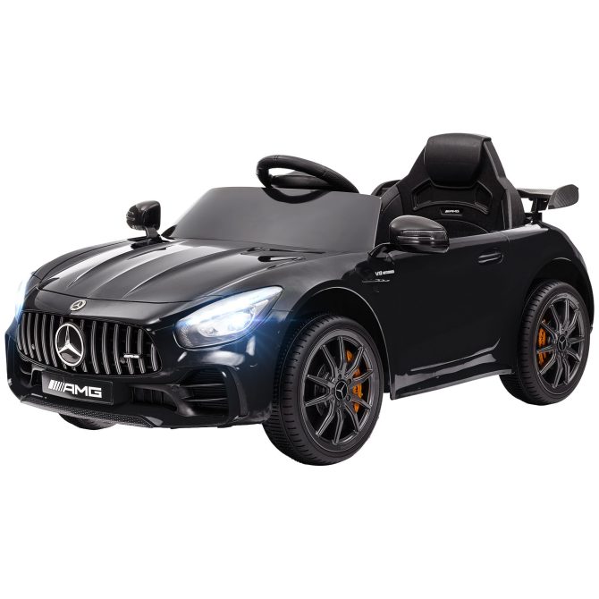 Qaba Mercedes-Benz AMG GTR Licensed 12V Kids Ride on Car, Battery Powered Kids Electric Car with Remote Control, Transport Wheels, Soft Start, Lights, Music, Horn & 3 Speeds for 3-6 Years, Black - Image 10