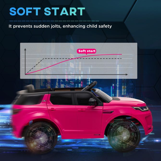 Qaba Land Rover Discovery Sport Licensed 12V Kids Ride on Car, Battery Powered Kids Electric Car with Remote Control, Soft Start, LED Lights, Music Horn, 3 Speeds, Pink - Image 3