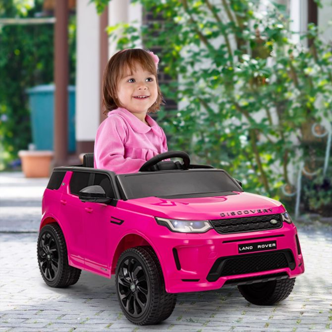 Qaba Land Rover Discovery Sport Licensed 12V Kids Ride on Car, Battery Powered Kids Electric Car with Remote Control, Soft Start, LED Lights, Music Horn, 3 Speeds, Pink - Image 8