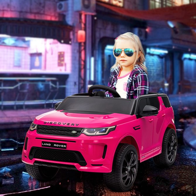 Qaba Land Rover Discovery Sport Licensed 12V Kids Ride on Car, Battery Powered Kids Electric Car with Remote Control, Soft Start, LED Lights, Music Horn, 3 Speeds, Pink - Image 9