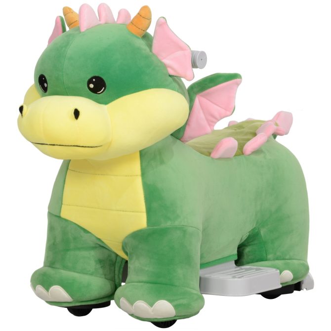 Qaba 6V Kids Ride on Horse, Battery Powered Ride on Toy, Triceratops Shaped Electric Animal Car with Music Forward, PU Wheels, for Girls Boys Aged 18-36 Months, Green - Image 10