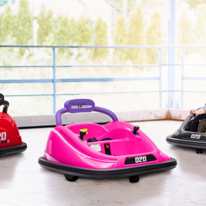 Aosom 12V Toddler Bumper Car with Remote Control, 360° Rotation Kids Electric Ride-On Toy, Twins Motor, Colorful LED Lights, 3 Songs, for Boys and Girls, Pink - Image 8