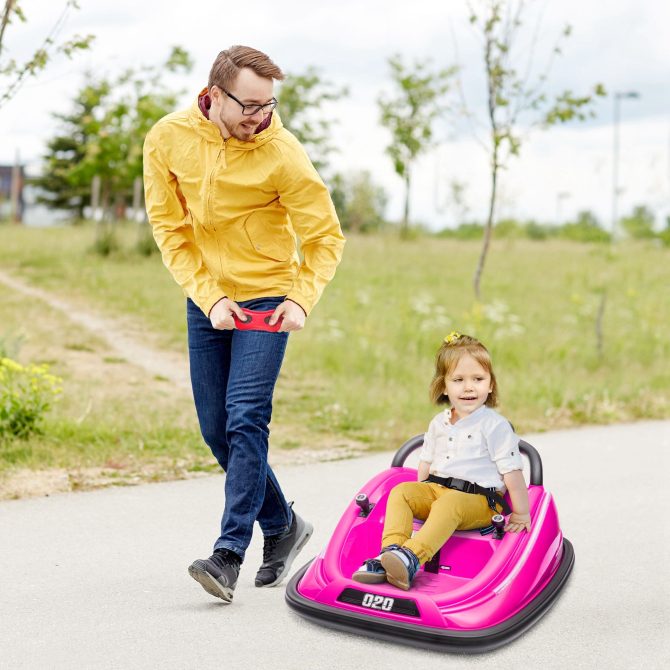 Aosom 12V Toddler Bumper Car with Remote Control, 360° Rotation Kids Electric Ride-On Toy, Twins Motor, Colorful LED Lights, 3 Songs, for Boys and Girls, Pink - Image 9
