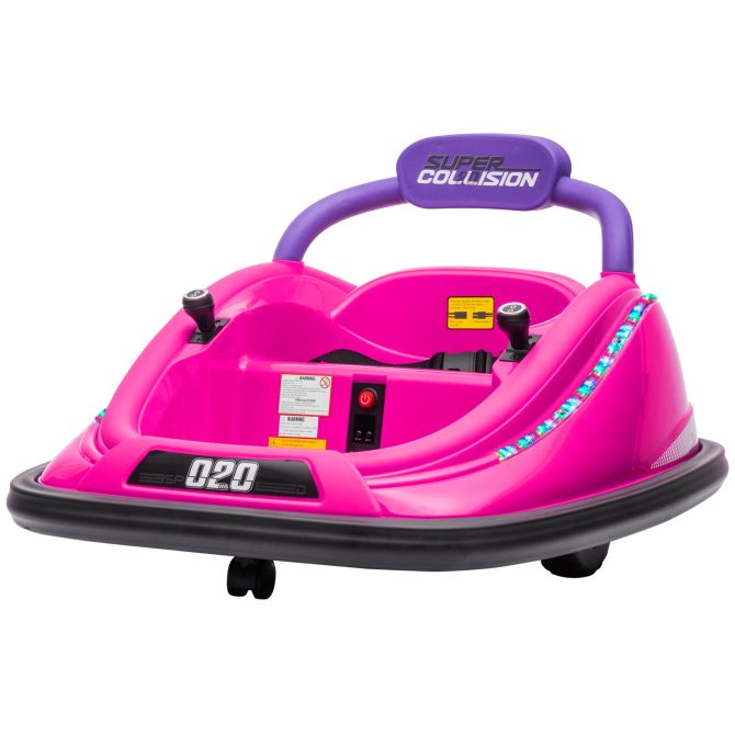 Aosom 12V Toddler Bumper Car with Remote Control, 360° Rotation Kids Electric Ride-On Toy, Twins Motor, Colorful LED Lights, 3 Songs, for Boys and Girls, Pink - Image 10