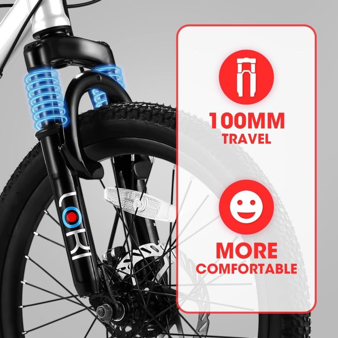 S20101 20 Inch Kids' Bike, Boys Girls Mountain Bike Ages 8-12, 7 Speed Teenager Children Kids' Bicycles, Front Suspension Disc Brake Rear V-Brake, High Steel Frame - Image 3