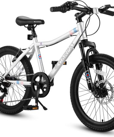 S20101 20 Inch Kids' Bike, Boys Girls Mountain Bike Ages 8-12, 7 Speed Teenager Children Kids' Bicycles, Front Suspension Disc Brake Rear V-Brake, High Steel Frame