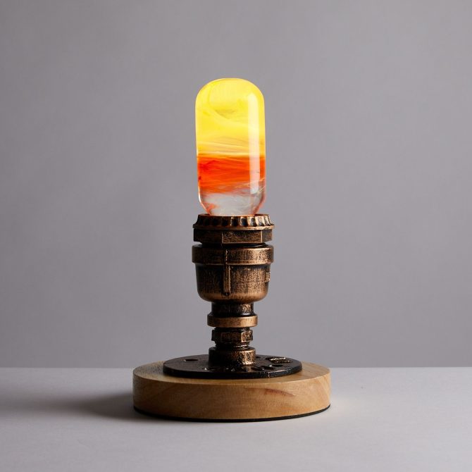 EP LIGHT FLAME LED Bulb Table Lamp, Vintage Style Wooden Table Lamp For Livingroom Bedroom - Image 8