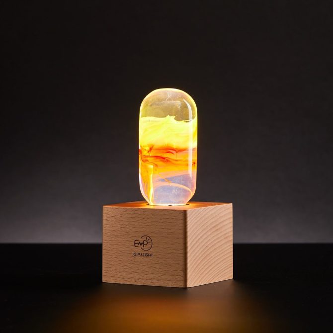 EP LIGHT FLAME LED Bulb Table Lamp, Vintage Style Wooden Table Lamp For Livingroom Bedroom - Image 12