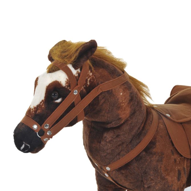 Qaba Sound-Making Ride On Horse for Toddlers 3-5, with Neighing and Galloping Sound, Stuffed Animal Horse Toy for Kids with Padding, Soft Feel, Brown - Image 3