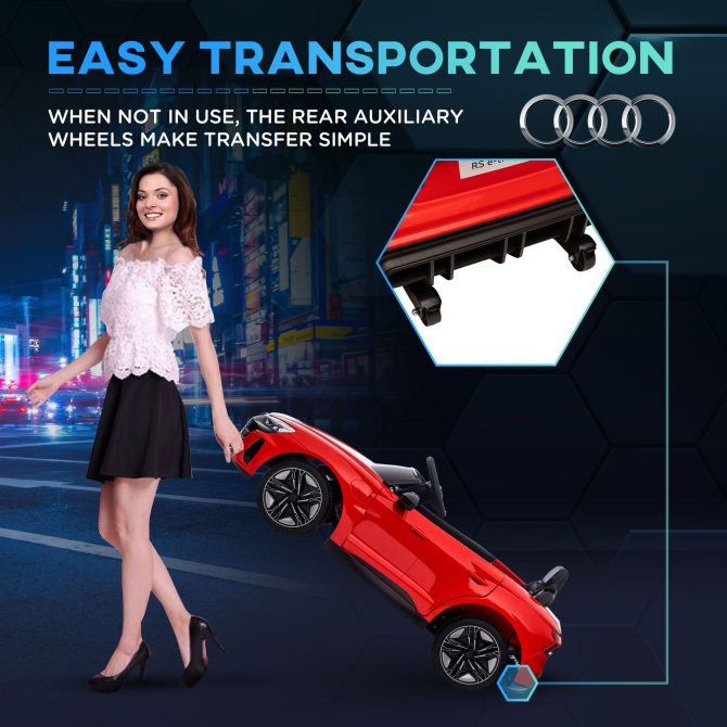 Aosom Kids Ride on Car, 12V Licensed Audi RS E-tron GT 3.1 MPH Electric Car for Kids, Ride-on Toy for Boys and Girls with Remote Control, 4 Wheels with Suspension, Horn, Music, Lights, Red - Image 2
