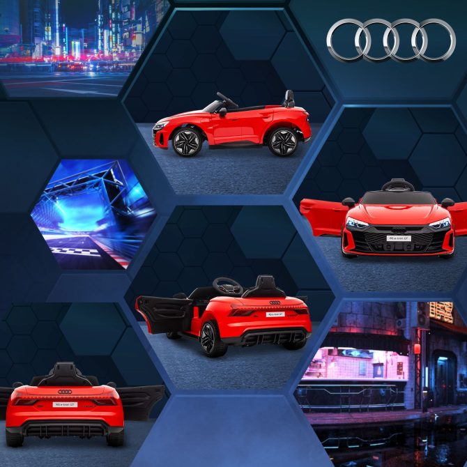 Aosom Kids Ride on Car, 12V Licensed Audi RS E-tron GT 3.1 MPH Electric Car for Kids, Ride-on Toy for Boys and Girls with Remote Control, 4 Wheels with Suspension, Horn, Music, Lights, Red - Image 5