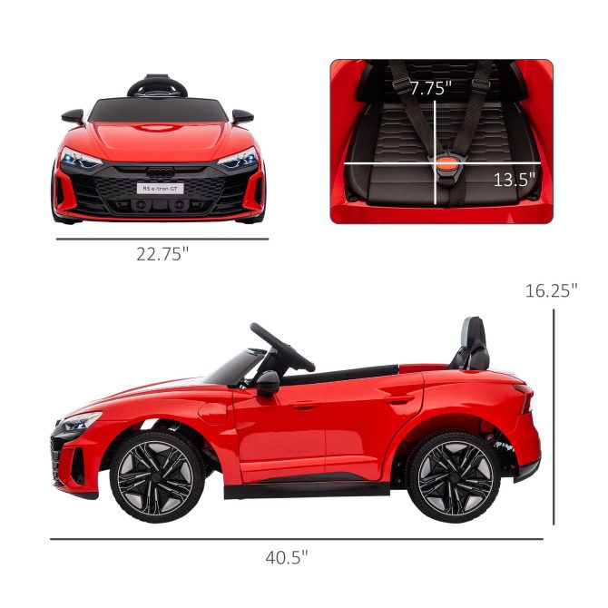 Aosom Kids Ride on Car, 12V Licensed Audi RS E-tron GT 3.1 MPH Electric Car for Kids, Ride-on Toy for Boys and Girls with Remote Control, 4 Wheels with Suspension, Horn, Music, Lights, Red - Image 7