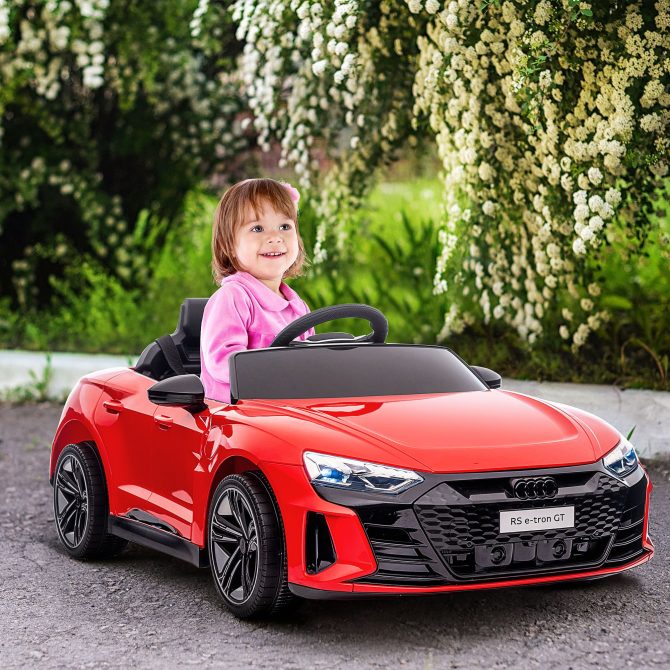 Aosom Kids Ride on Car, 12V Licensed Audi RS E-tron GT 3.1 MPH Electric Car for Kids, Ride-on Toy for Boys and Girls with Remote Control, 4 Wheels with Suspension, Horn, Music, Lights, Red - Image 9