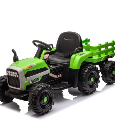 Ride on Tractor with Trailer,24V Battery Powered Electric Tractor Toy, 200w*2motor 1.86-4.97MPH/Remote Control,electric car for kids,Three speed adjustable,USB,MP3 ,Bluetooth,LED light, safety belt.