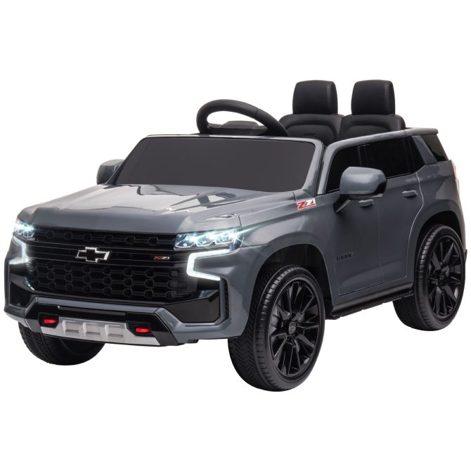 Aosom Chevrolet TAHOE Licensed Kids Ride on Car, 12V Battery Powered Kids Electric Car with Remote Control, Music, Lights, Horn, Suspension for 3-6 Years Old, Gray - Image 3