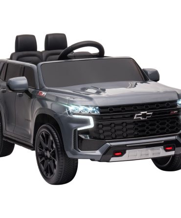 Aosom Chevrolet TAHOE Licensed Kids Ride on Car, 12V Battery Powered Kids Electric Car with Remote Control, Music, Lights, Horn, Suspension for 3-6 Years Old, Gray