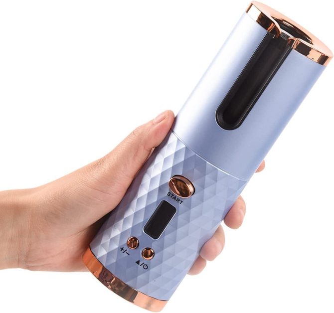 Cordless Auto Rotating Hair Curler Hair Waver Curling Iron Styling Tool Purple - Image 2
