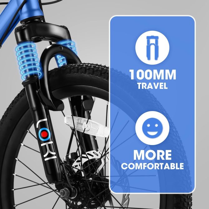 S20101 Ecarpat 20 Inch Kids Bike, Boys Girls Mountain Bike Ages 8-12, 7 Speed Teenager Children Kids' Bicycles, Front Suspension Disc U Brake, 14 Inch Height Steel Frame - Image 3