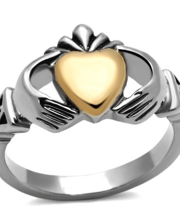 TK1157 - Two-Tone IP Gold (Ion Plating) Stainless Steel Ring with No Stone