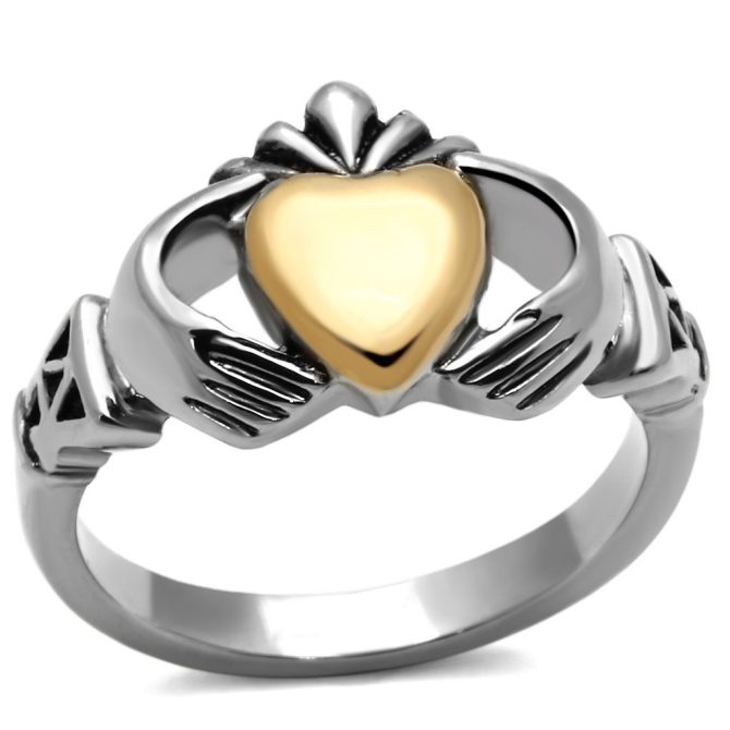 TK1157 - Two-Tone IP Gold (Ion Plating) Stainless Steel Ring with No Stone - Image 5