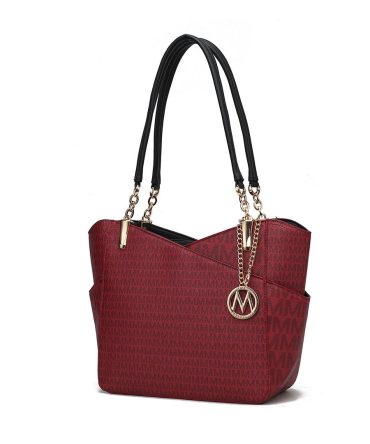 MKF Collection Jules M Logo Printed Vegan Leather Women Tote Bag by Mia k