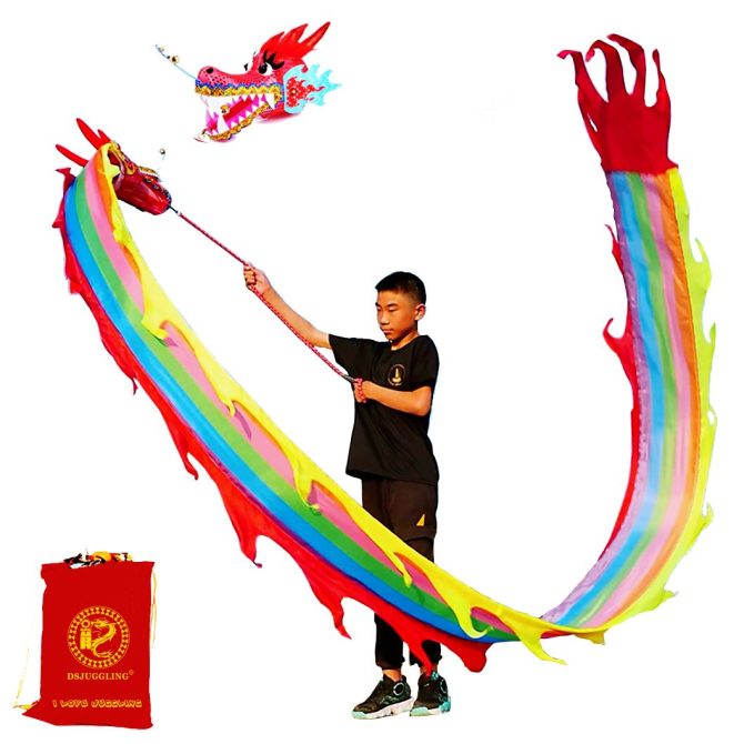 Lightweight Dragon Poi with 3D Dragon Head & Swing Rope Combo for Kids and Beginners, Flowy Dragon Ribbon Streamer Outdoor Fitness Golden Dragon Stage Prop Set - Image 41
