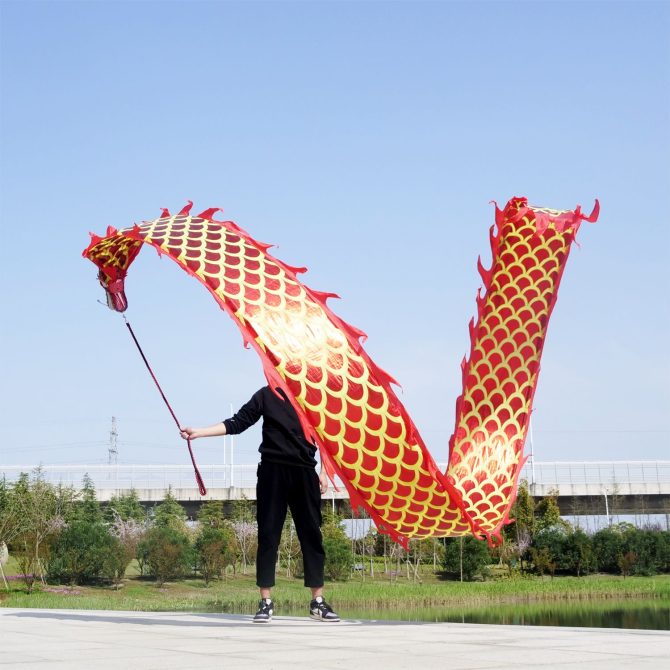 Lightweight Dragon Poi with 3D Dragon Head & Swing Rope Combo for Kids and Beginners, Flowy Dragon Ribbon Streamer Outdoor Fitness Golden Dragon Stage Prop Set - Image 27