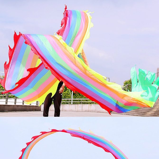 Lightweight Dragon Poi with 3D Dragon Head & Swing Rope Combo for Kids and Beginners, Flowy Dragon Ribbon Streamer Outdoor Fitness Golden Dragon Stage Prop Set - Image 13