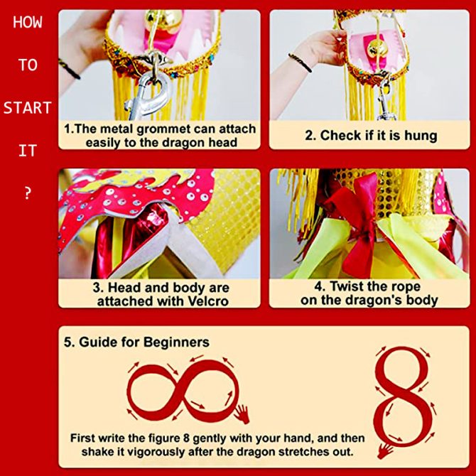 Lightweight Dragon Poi with 3D Dragon Head & Swing Rope Combo for Kids and Beginners, Flowy Dragon Ribbon Streamer Outdoor Fitness Golden Dragon Stage Prop Set - Image 104