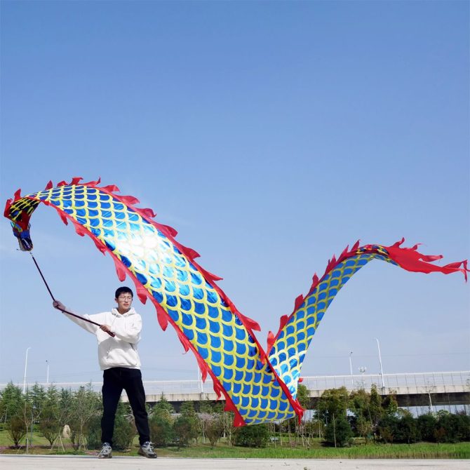 Lightweight Dragon Poi with 3D Dragon Head & Swing Rope Combo for Kids and Beginners, Flowy Dragon Ribbon Streamer Outdoor Fitness Golden Dragon Stage Prop Set - Image 75