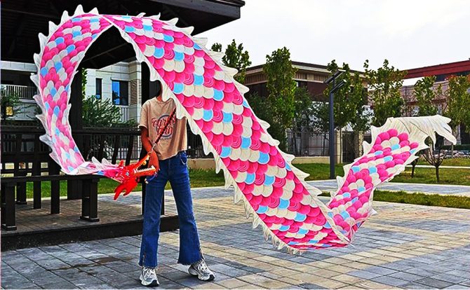 Lightweight Dragon Poi with 3D Dragon Head & Swing Rope Combo for Kids and Beginners, Flowy Dragon Ribbon Streamer Outdoor Fitness Golden Dragon Stage Prop Set - Image 80