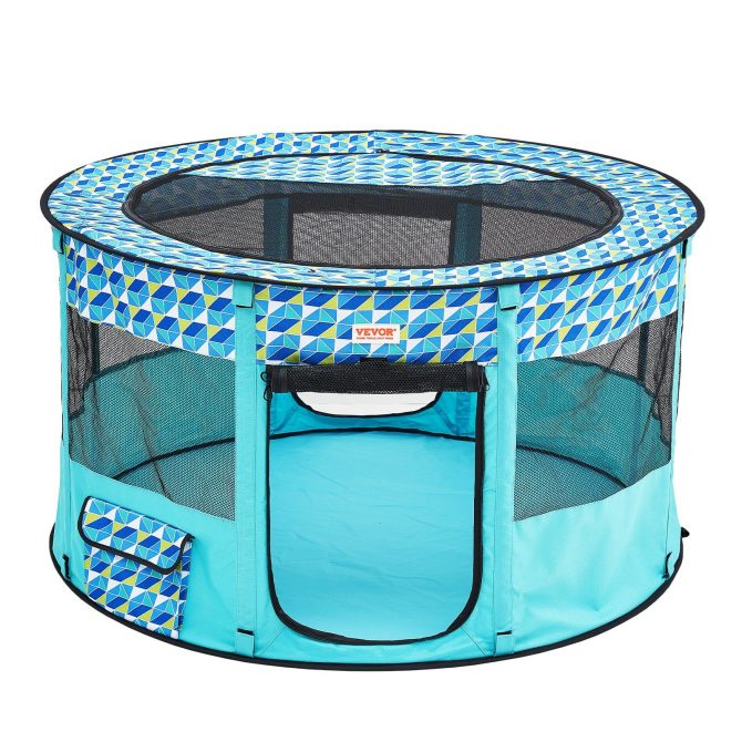 VEVOR Foldable Pet Playpen, 44'' x 44'' x 24'' Portable Dog Playpen, Crate Kennel for Puppy, Dog, Cat, Waterproof 600D Oxford Cloth, Removable Zipper, for Indoor Outdoor Travel Camping (Round, L) - Image 11