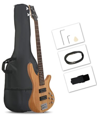 [Do Not Sell on Amazon]Glarry 44 Inch GIB 4 String H-H Pickup Laurel Wood Fingerboard Electric Bass Guitar with Bag and other Accessories Burlywood