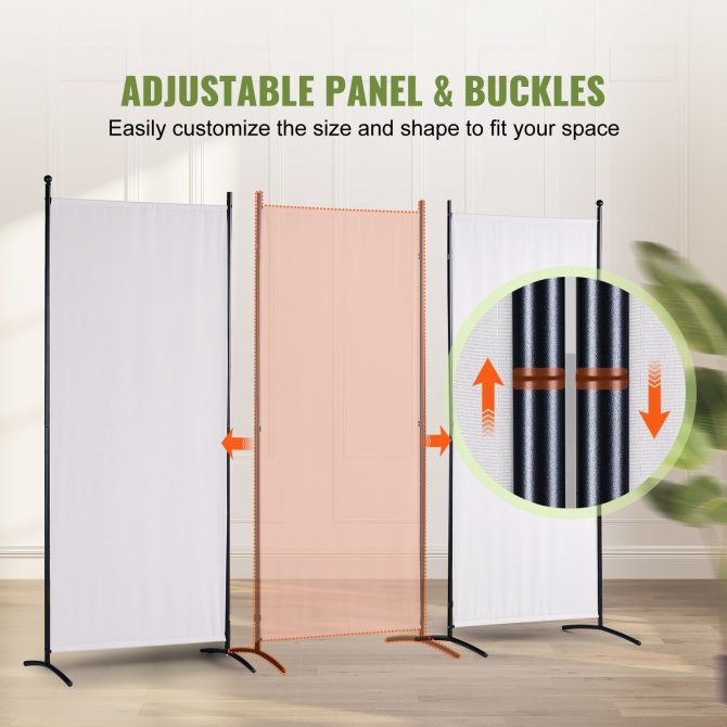 VEVOR Room Divider, 6.1 ft (102×71inch)Room Dividers and Folding Privacy Screens (3-panel), Fabric Partition Room Dividers for Office, Bedroom, Dining Room, Study, Freestanding, White - Image 4