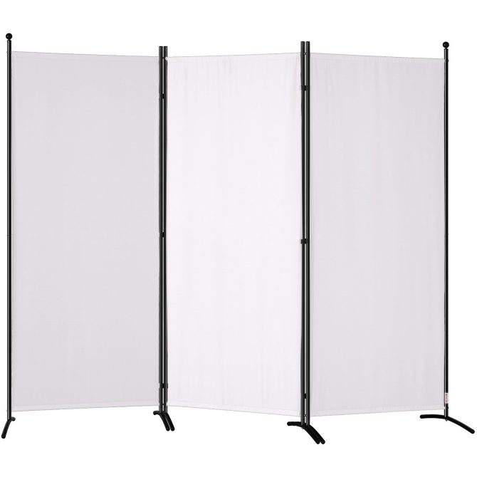 VEVOR Room Divider, 6.1 ft (102×71inch)Room Dividers and Folding Privacy Screens (3-panel), Fabric Partition Room Dividers for Office, Bedroom, Dining Room, Study, Freestanding, White