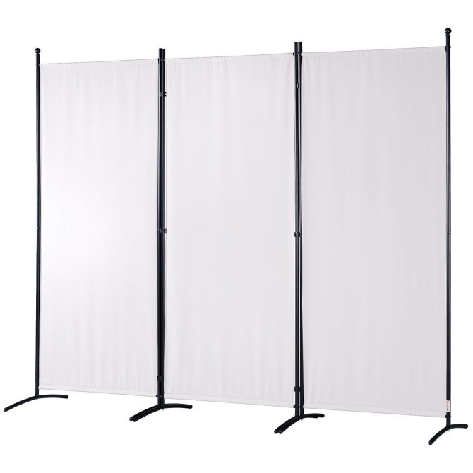VEVOR Room Divider, 6.1 ft (102×71inch)Room Dividers and Folding Privacy Screens (3-panel), Fabric Partition Room Dividers for Office, Bedroom, Dining Room, Study, Freestanding, White - Image 9