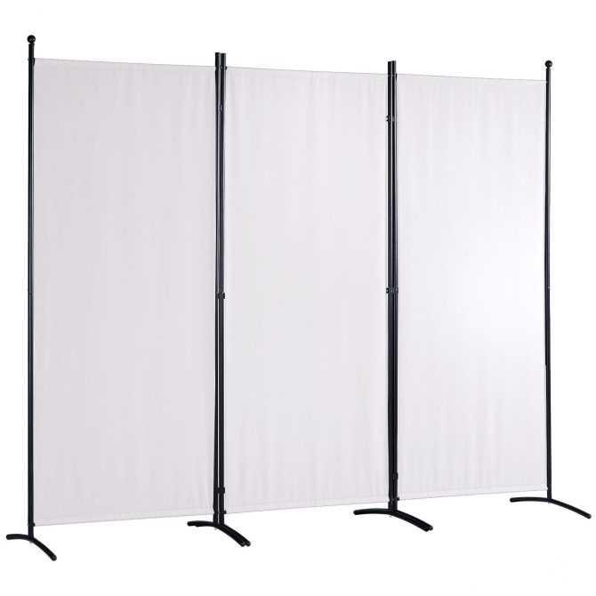 VEVOR Room Divider, 6.1 ft (102×71inch)Room Dividers and Folding Privacy Screens (3-panel), Fabric Partition Room Dividers for Office, Bedroom, Dining Room, Study, Freestanding, White - Image 10