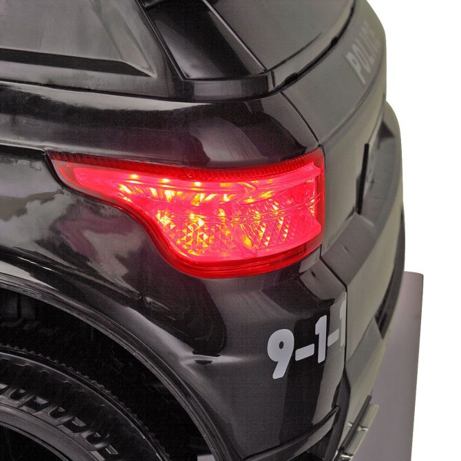 12V Kid Ride on Police Car with Parental Remote Control, Battery Powered Electric Truck with Siren, Flashing Lights,Music, Spring Suspension, Black - Image 12