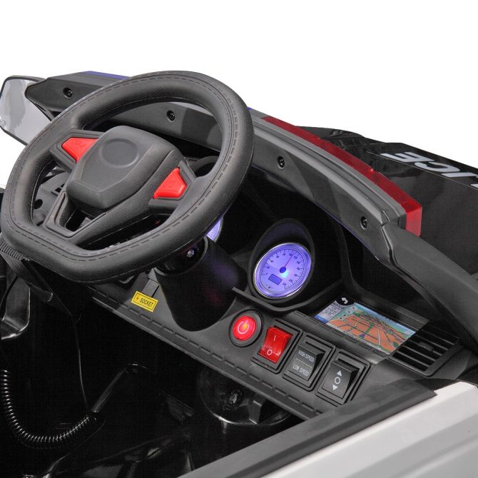 12V Kid Ride on Police Car with Parental Remote Control, Battery Powered Electric Truck with Siren, Flashing Lights,Music, Spring Suspension, Black - Image 16