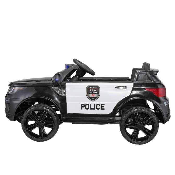 12V Kid Ride on Police Car with Parental Remote Control, Battery Powered Electric Truck with Siren, Flashing Lights,Music, Spring Suspension, Black - Image 6