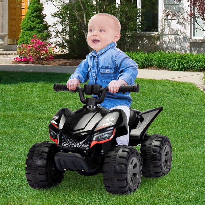 Kids Ride-on ATV, 6V Battery Powered Electric Quad Car with Music, LED Lights and Spray Device, 4 Wheeled Ride-on Toy for Toddlers Age 3-5, Black - Image 2