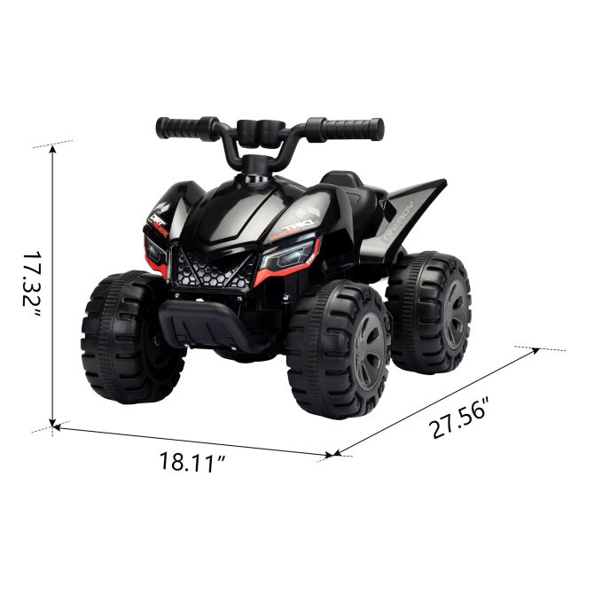 Kids Ride-on ATV, 6V Battery Powered Electric Quad Car with Music, LED Lights and Spray Device, 4 Wheeled Ride-on Toy for Toddlers Age 3-5, Black - Image 4